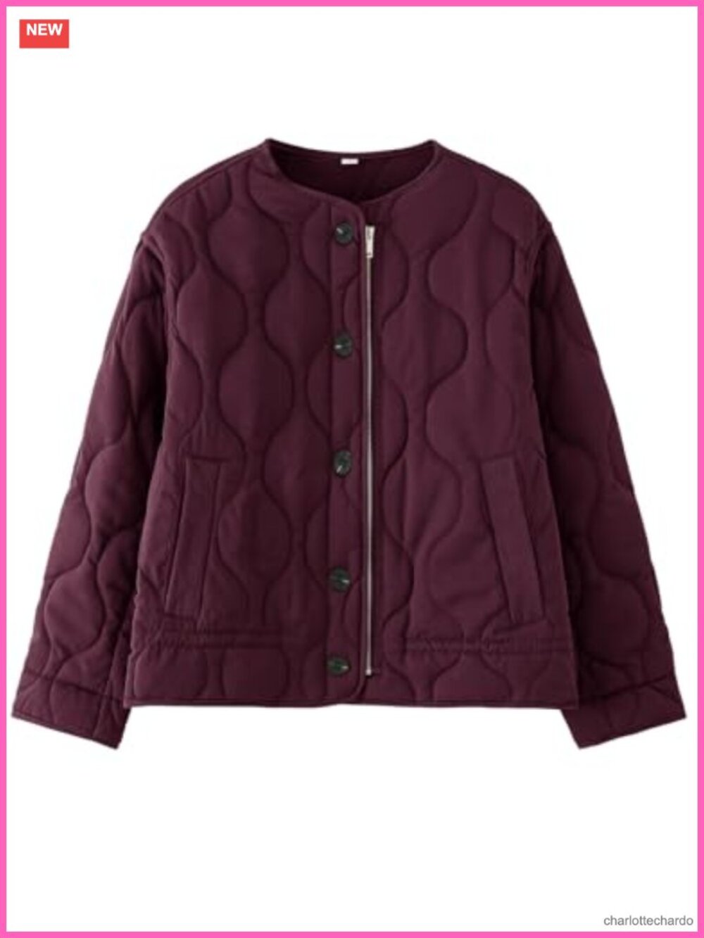 Quilted Lightweight Jacket Oversized Button Zip Puffer Coat